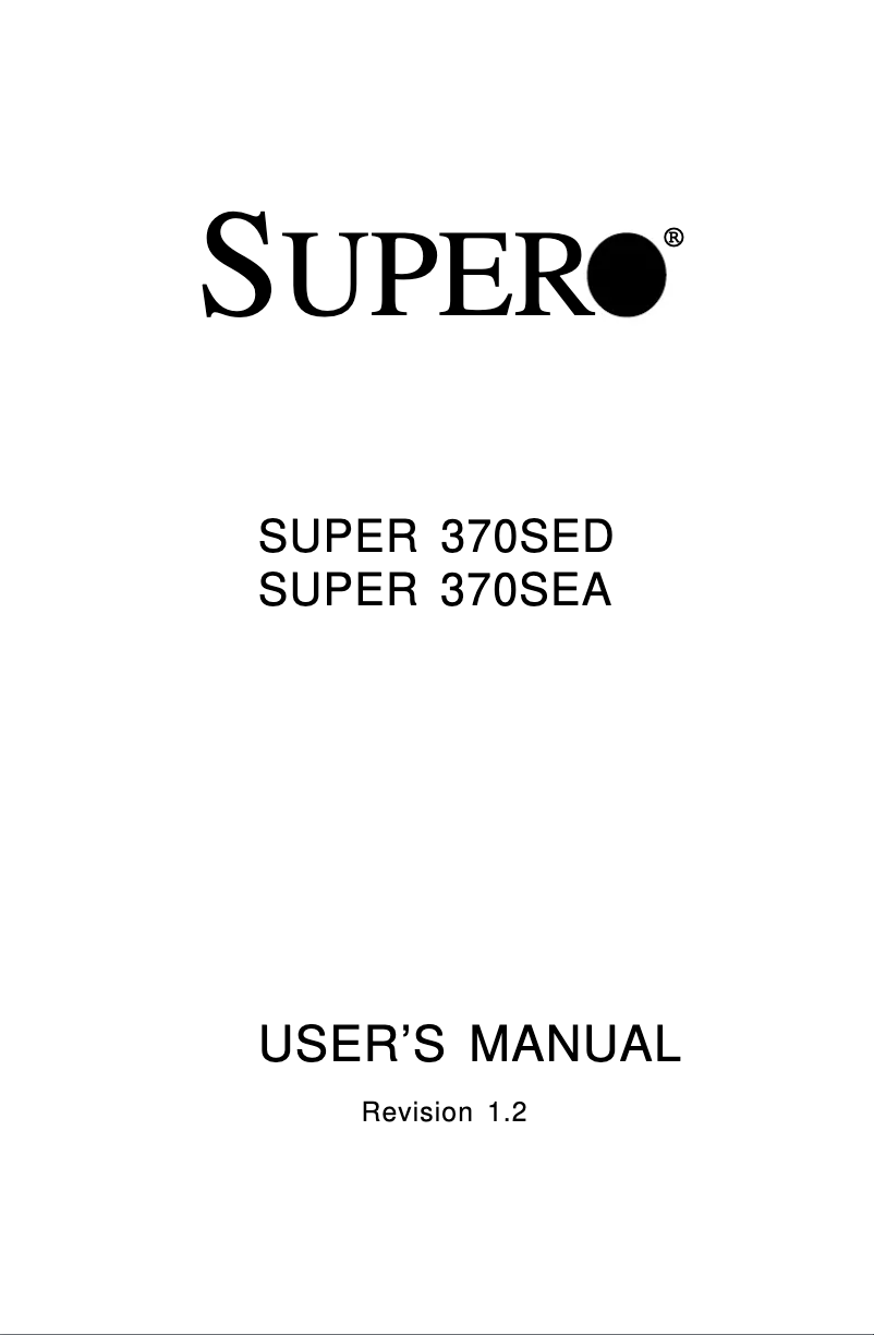 Page 1 de la notice Manuel utilisateur Supermicro 370SEA