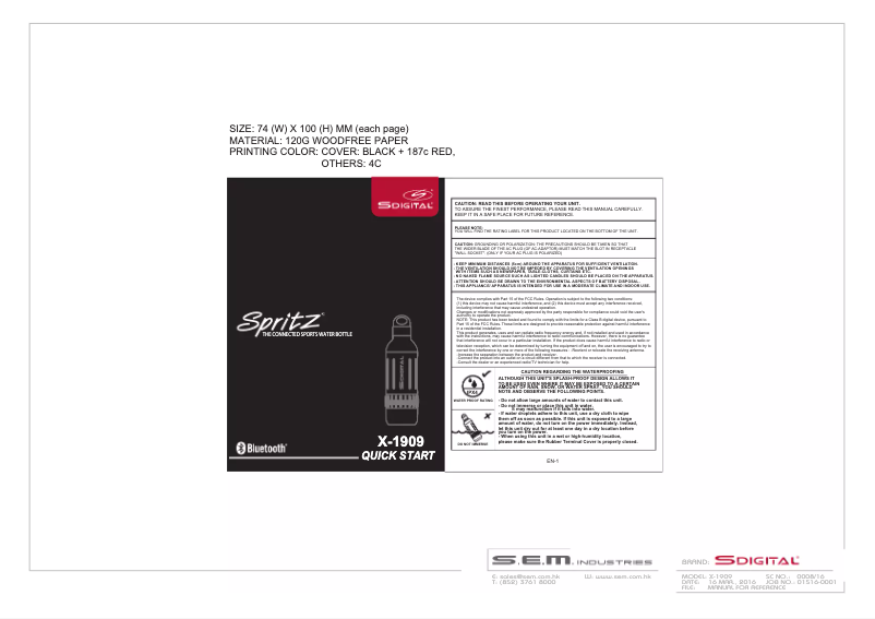 Page n°1 - Manuel utilisateur SDigital X-1909 Spritz