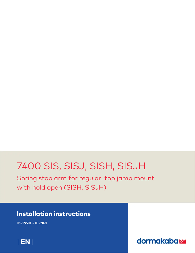 Page 1 de la notice Manuel utilisateur Dormakaba 7400