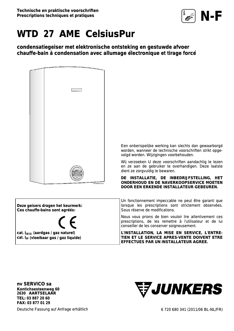 Page 1 de la notice Manuel utilisateur Junkers WTD 27 AME