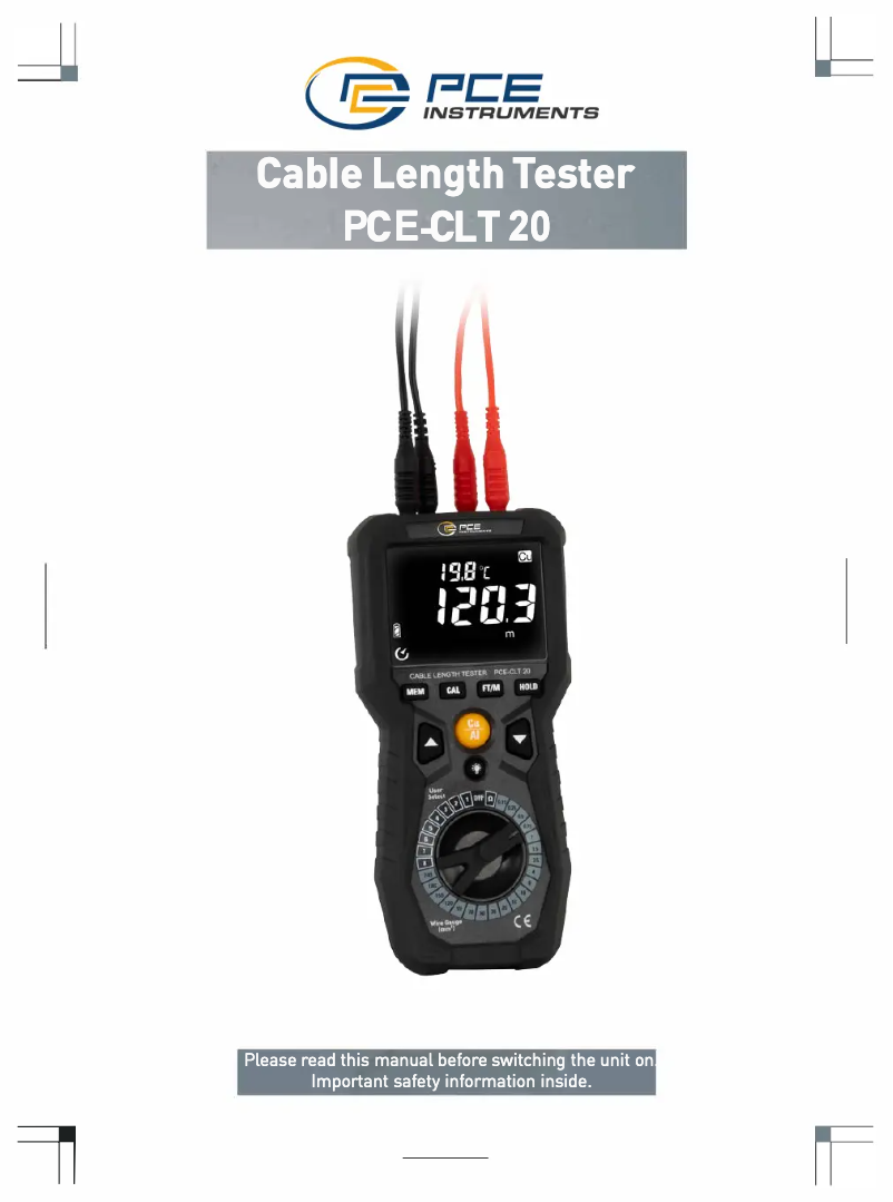 Page n°1 - Manuel utilisateur PCE Instruments PCE-CLT 20