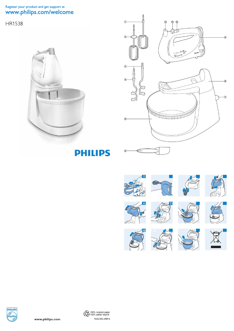 Page 1 de la notice Manuel utilisateur Philips Cucina HR1538