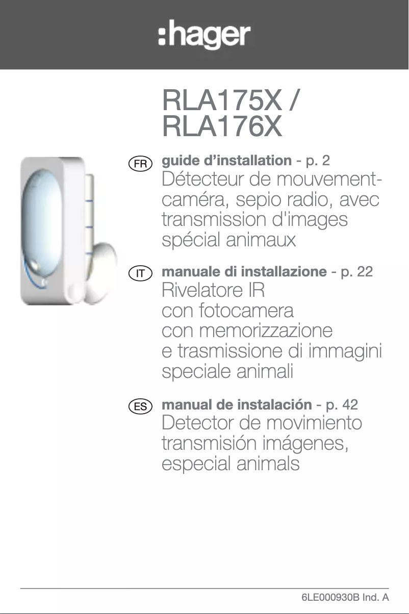 Page n°1 - Manuel utilisateur Hager RLA176X