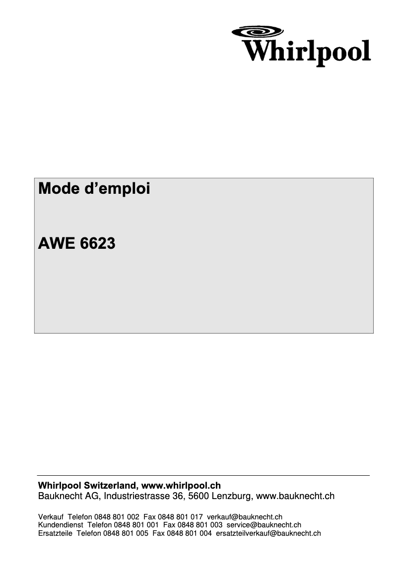 Image de la première page du manuel de l'appareil AWE 6623