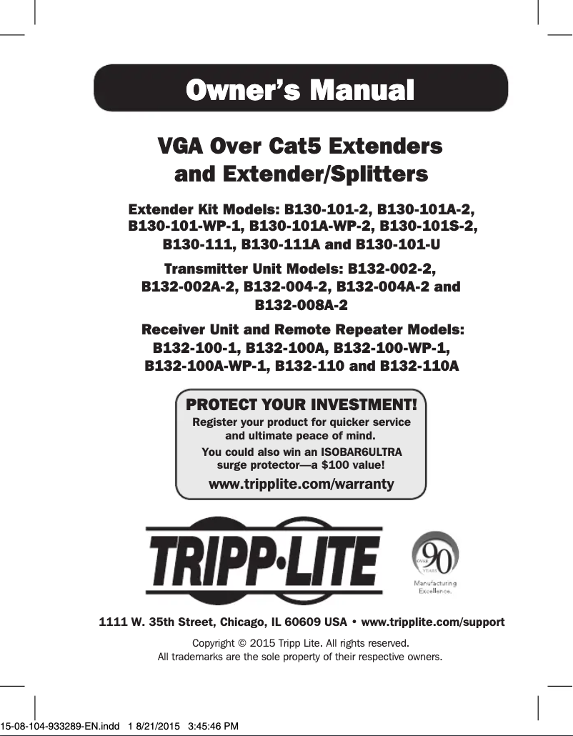 Page 1 de la notice Manuel utilisateur Tripp Lite B132-008A-2