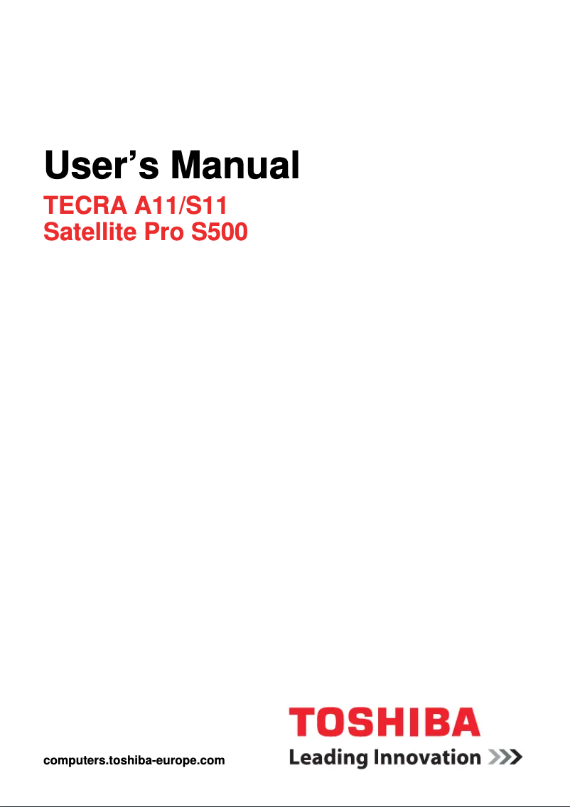 Page 1 de la notice Manuel utilisateur Toshiba Tecra S11