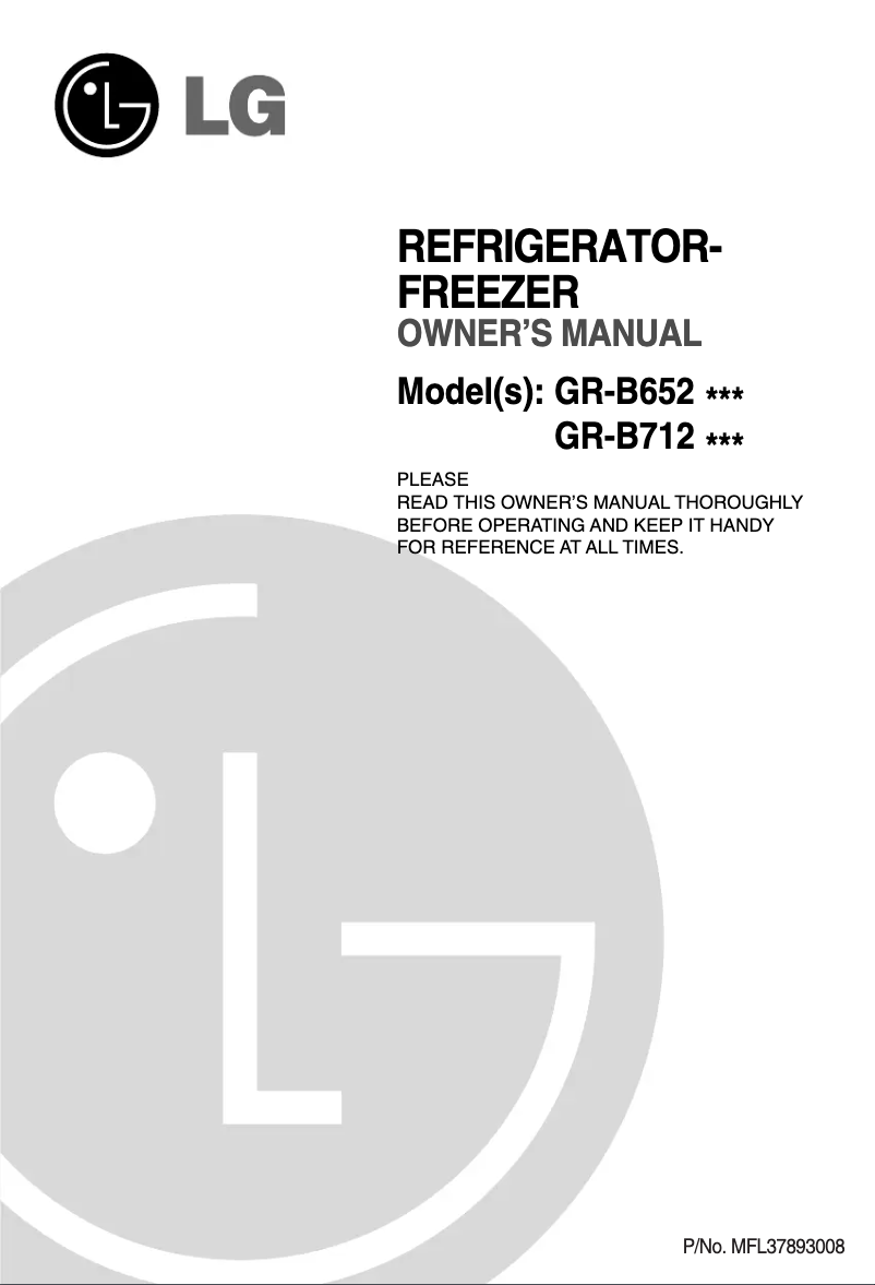 Page n°1 - Manuel utilisateur LG GR-B712YC