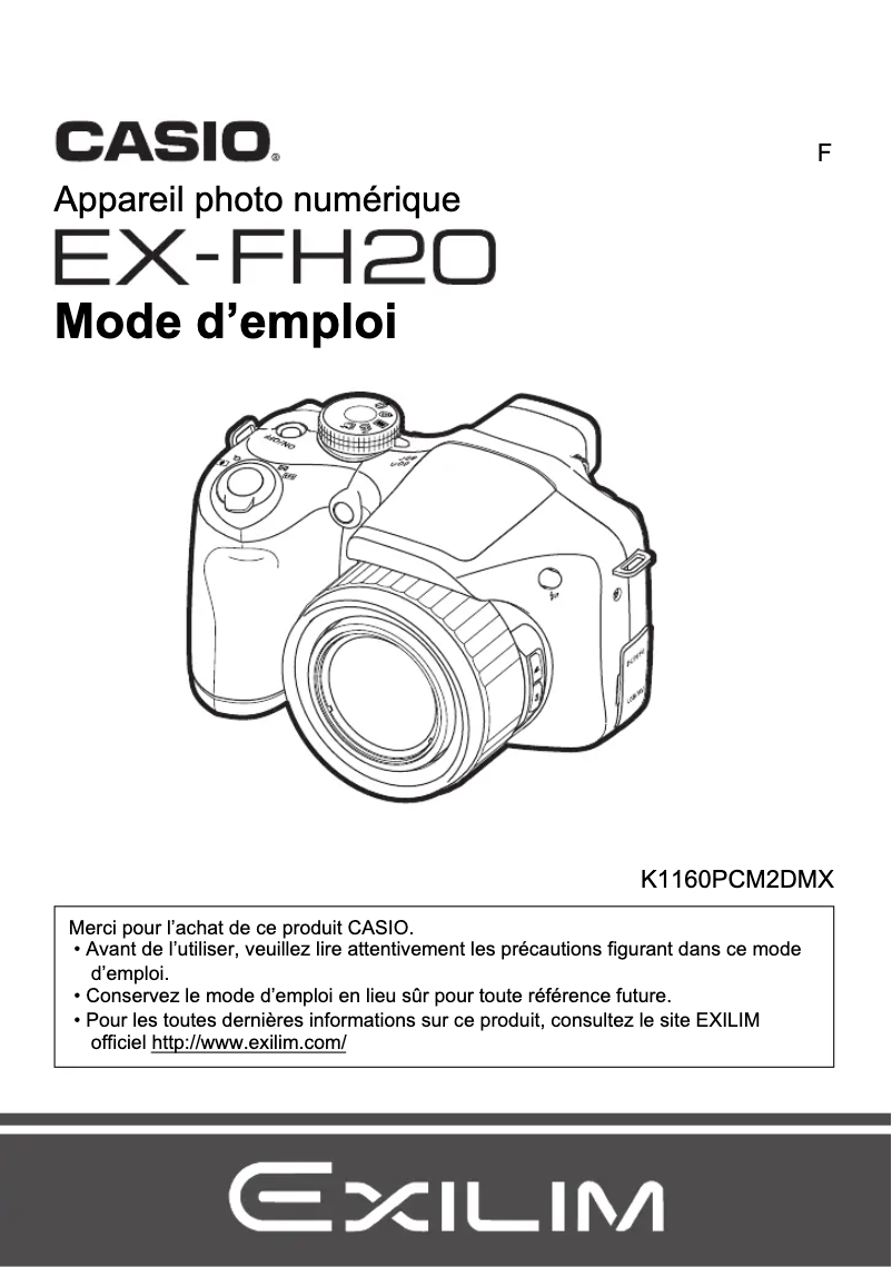Image de la première page du manuel de l'appareil Exilim EX-FH20