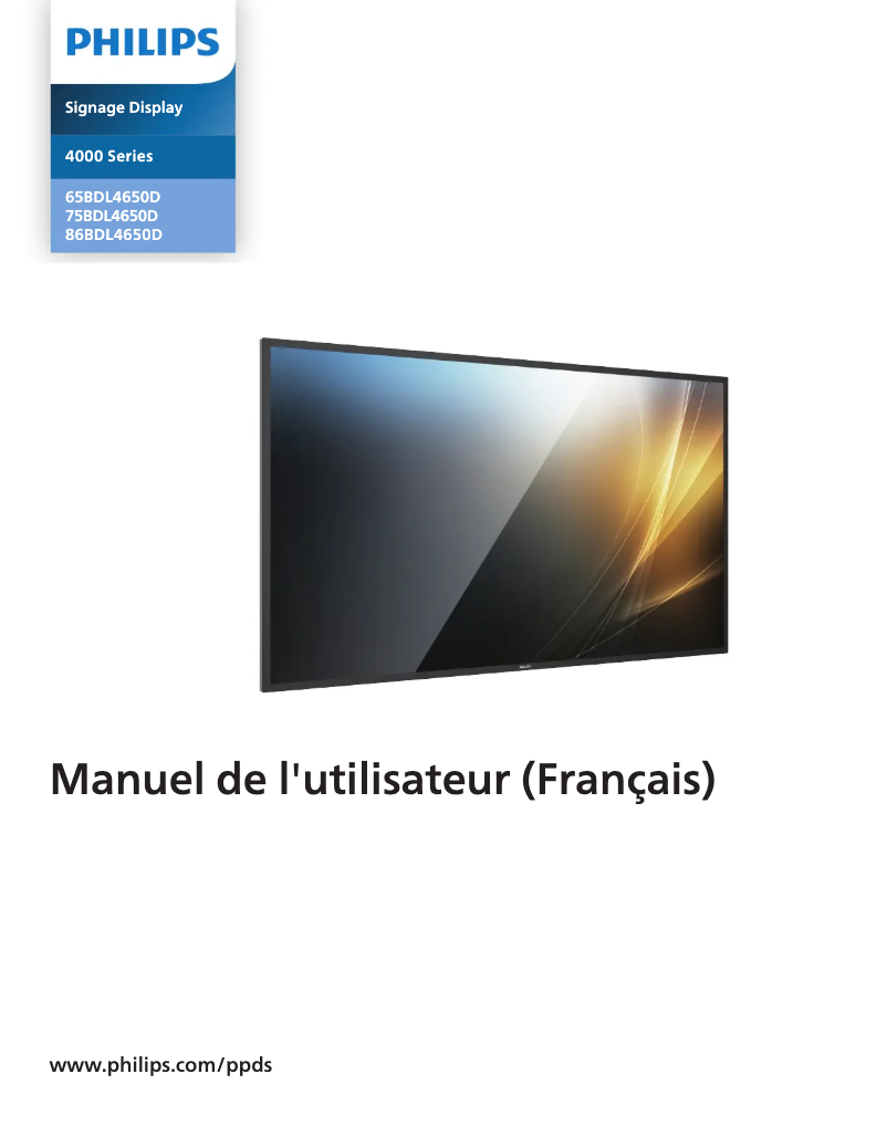 Page 1 de la notice Manuel utilisateur Philips 75BDL4650D