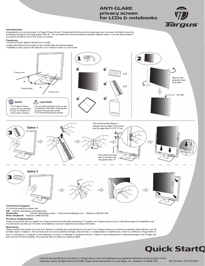 Page 1 de la notice Manuel utilisateur Targus ASF17MBPUSZ