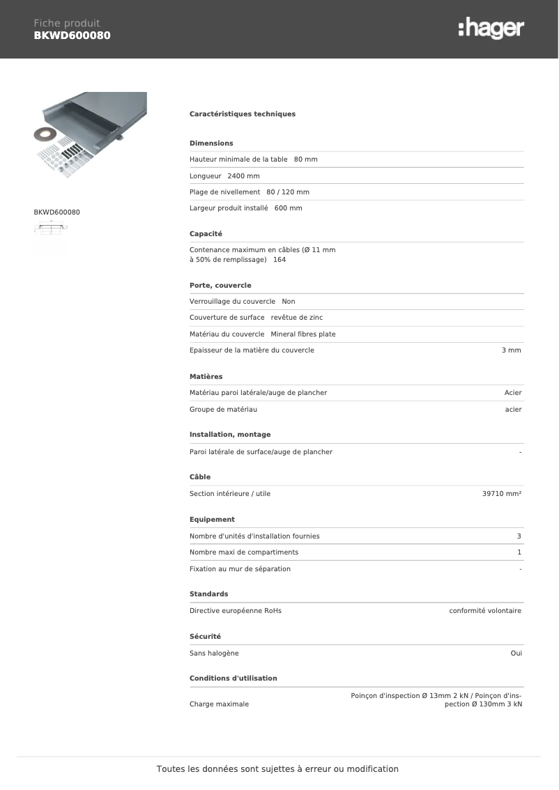Image de la première page du manuel de l'appareil BKWD600080