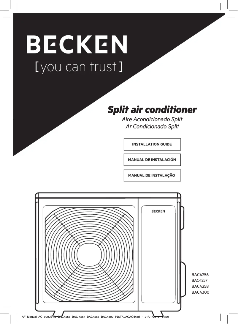 First page image of the manual for BAC4256