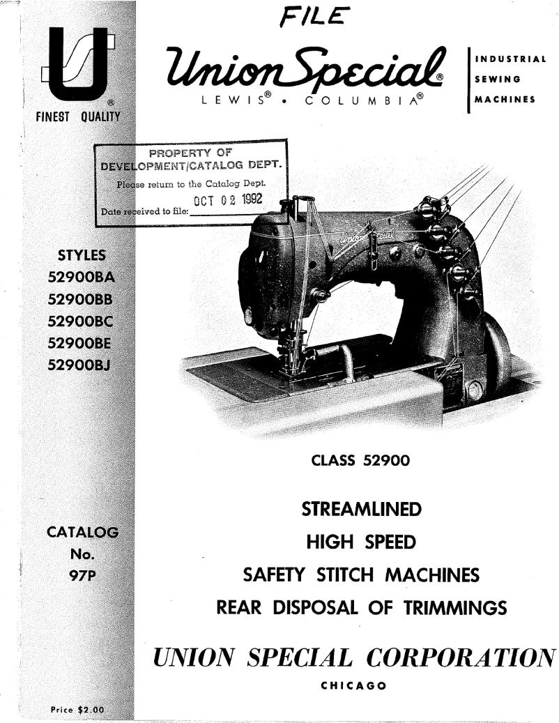 Page n°1 - Manuel utilisateur Union Special 52900BA
