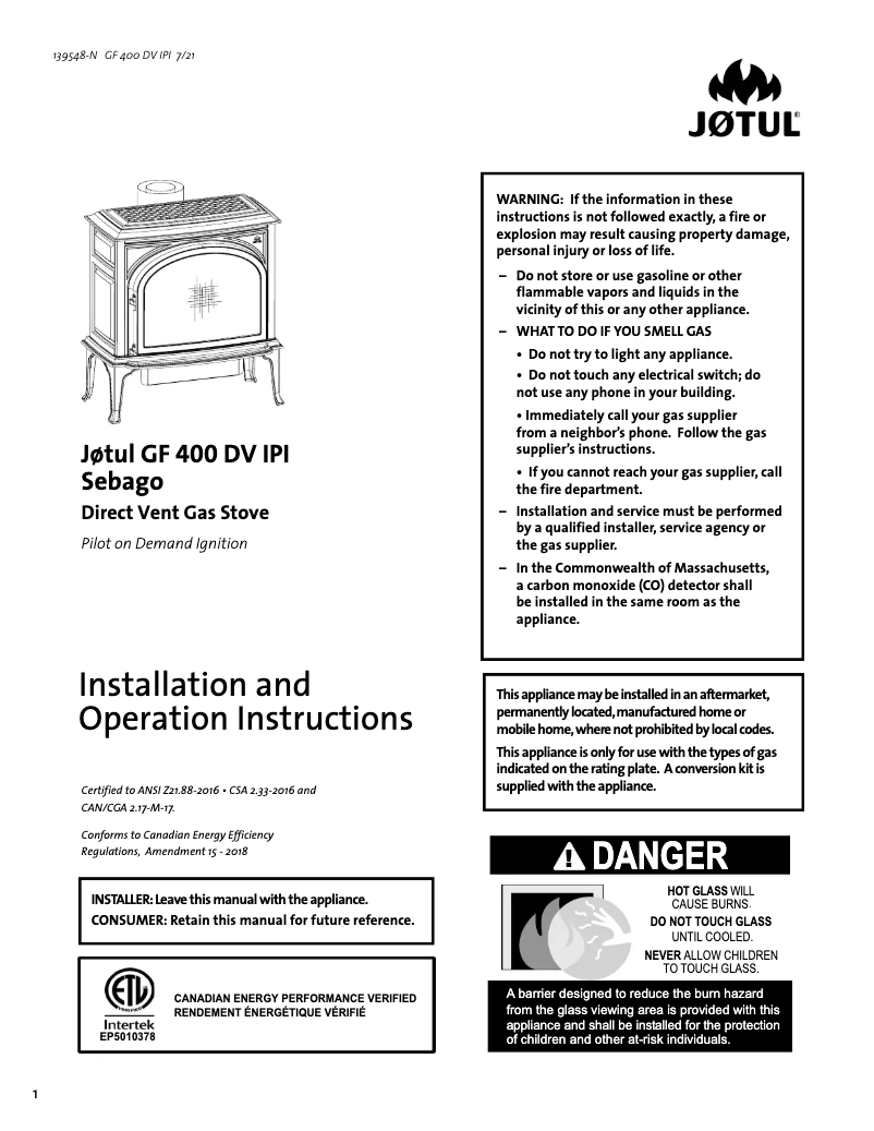 Imagen de la primera página del manual del dispositivo GF 400 DV IPI Sebago