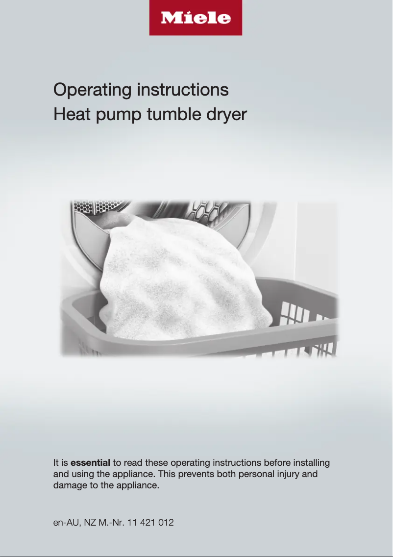 Page n°1 - Manuel utilisateur Miele TCB 140 WP