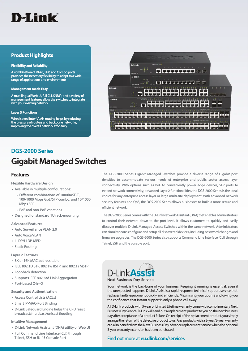 Page n°1 - Fiche technique D-Link DGS-2000