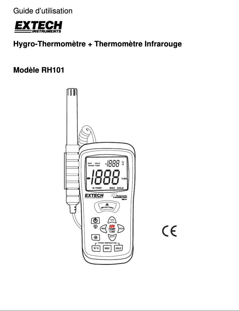 Page 1 de la notice Manuel utilisateur Extech RH101