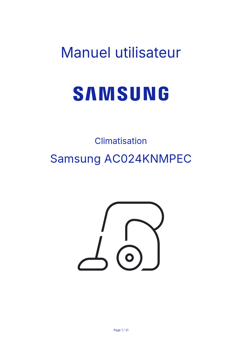 Image de la première page du manuel de l'appareil AC024KNMPEC