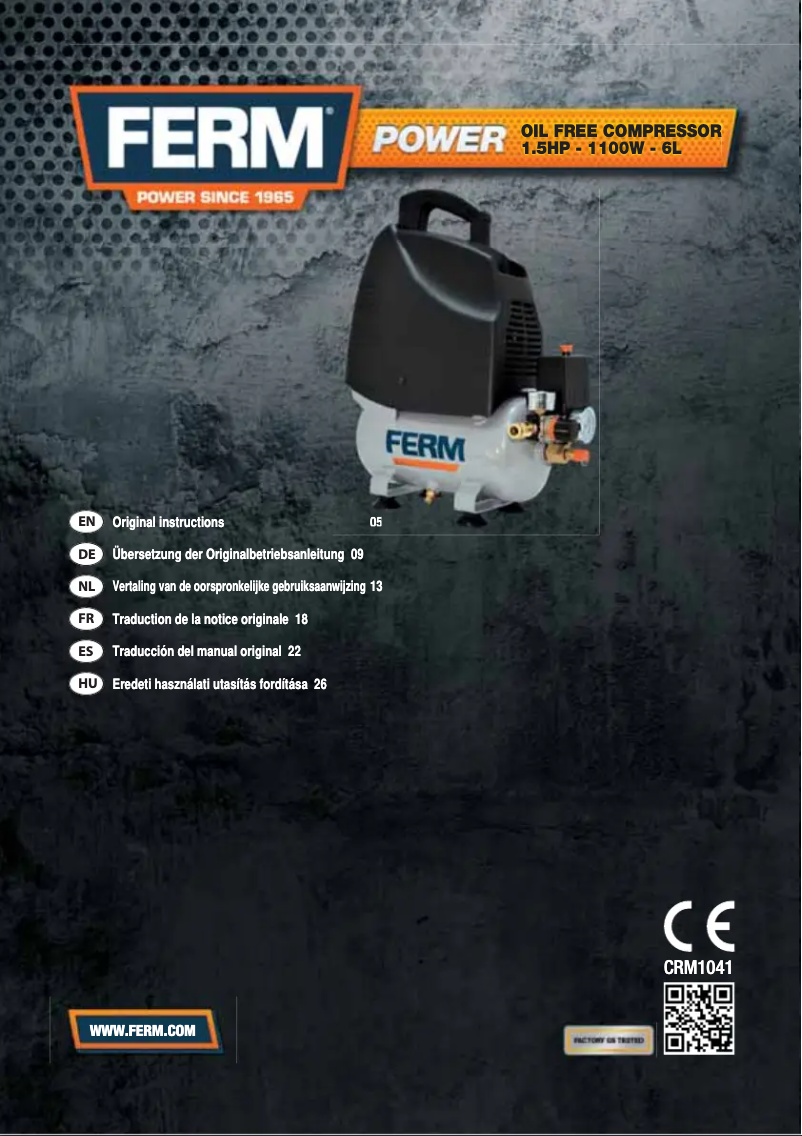 Page 1 de la notice Manuel utilisateur Ferm CRM1041