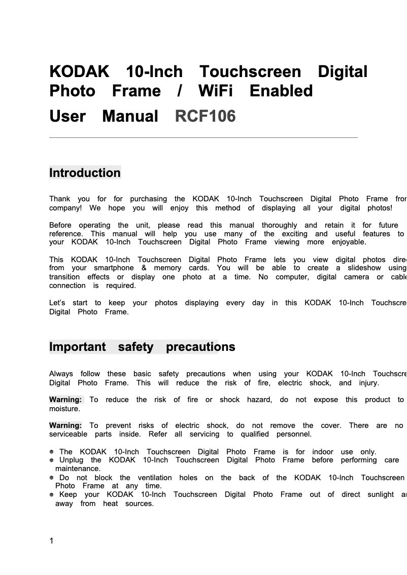 Image de la première page du manuel de l'appareil RCF106