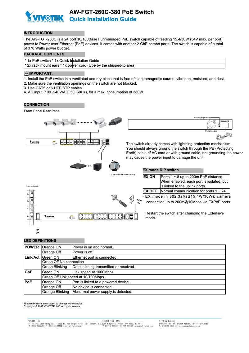 Image de la première page du manuel de l'appareil AW-FGT-260D-380