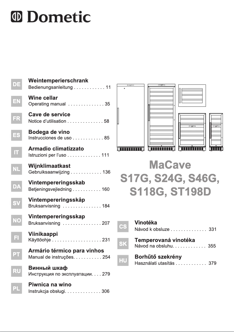 Page 1 de la notice Manuel utilisateur Dometic MaCave S46G