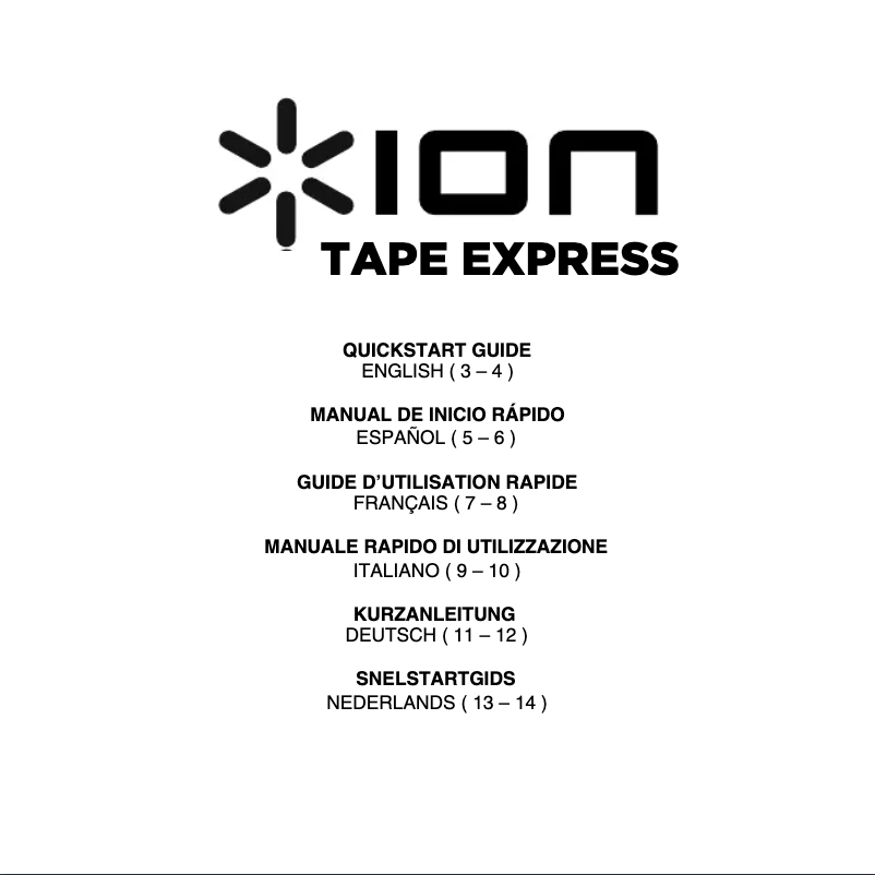 Page n°1 - Manuel utilisateur ION Tape Express +