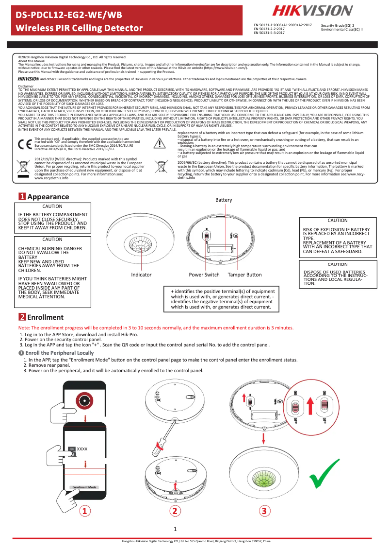 Imagen de la primera página del manual del dispositivo DS-PDCL12-EG2-WE