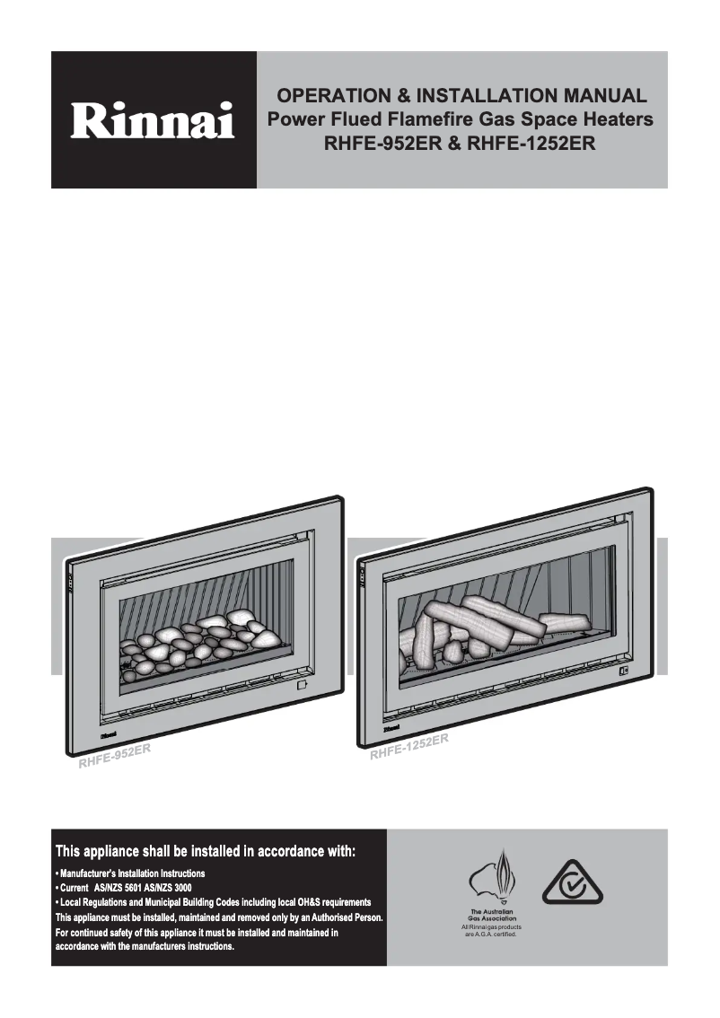 Page 1 de la notice Manuel utilisateur Rinnai RHFE-952ER