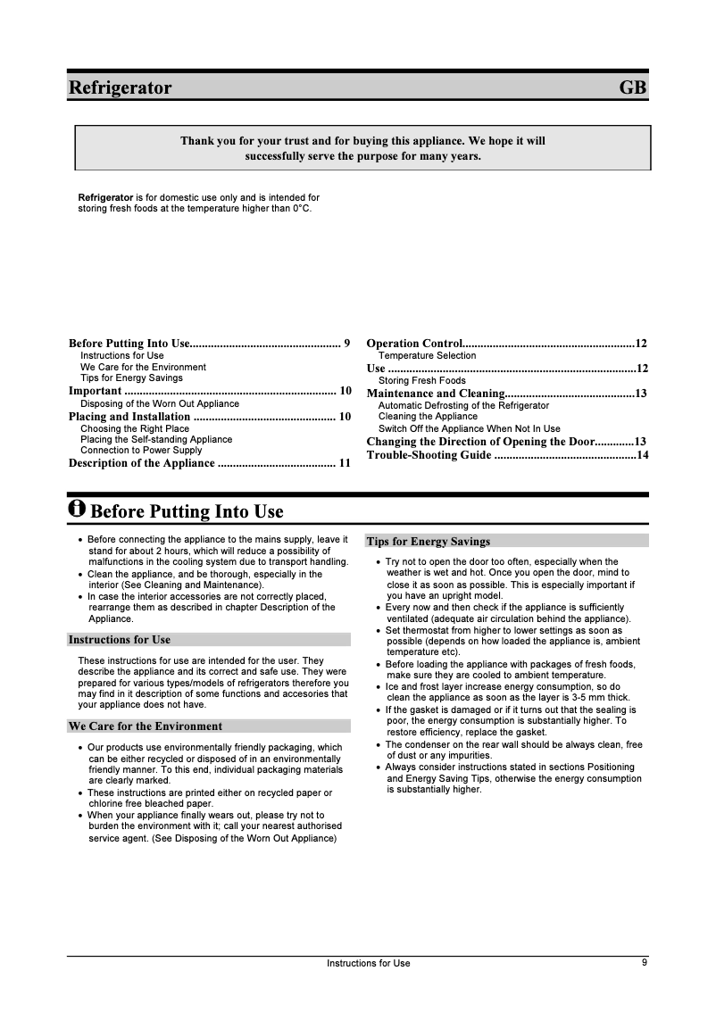 Page n°1 - Manuel utilisateur Gorenje R6298W