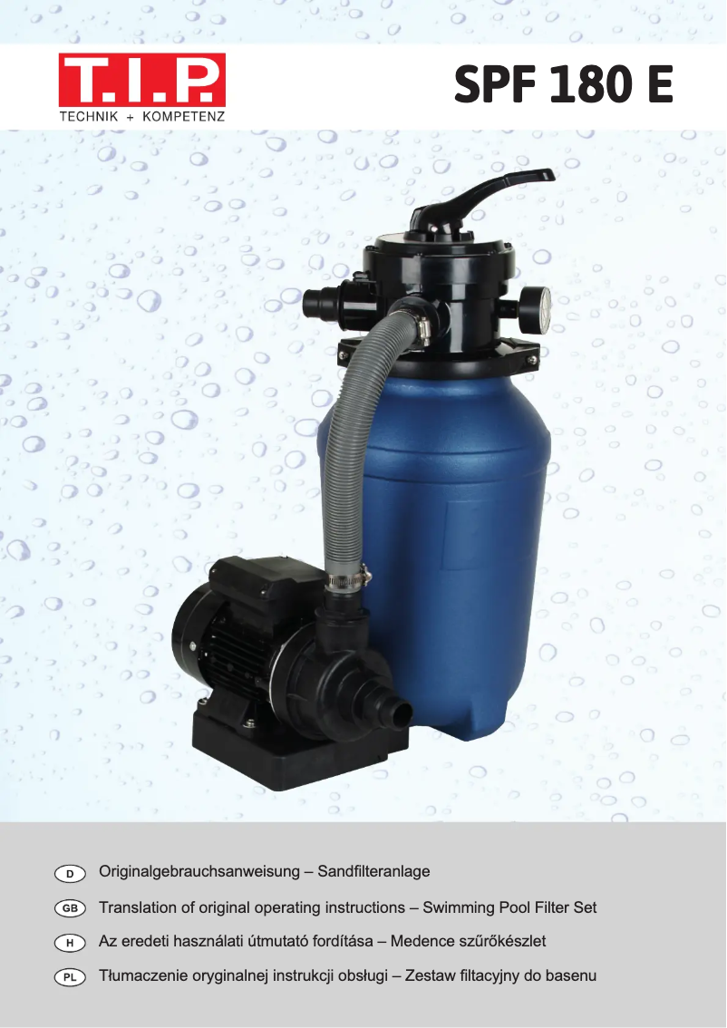 Page 1 de la notice Manuel utilisateur T.I.P. SPF 180 E