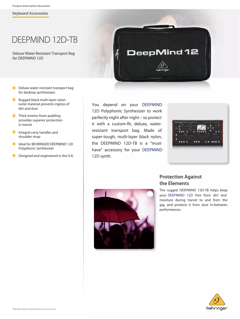 Page n°1 - Fiche technique Behringer DeepMind 12D-TB
