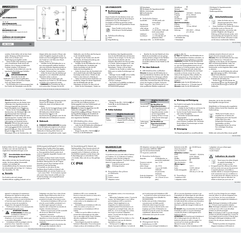 Page 1 de la notice Manuel utilisateur Livarno Lux IAN 104345