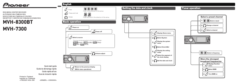 Página 1 del manual Guía de inicio rápido Pioneer MVH-8300BT