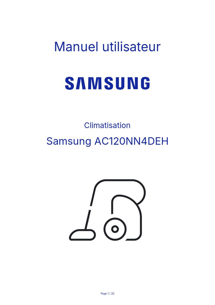 Image de la première page du manuel de l'appareil AC120NN4DEH