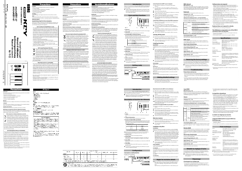 Page n°1 - Manuel utilisateur Korg MicroKEY 2 Usb 37