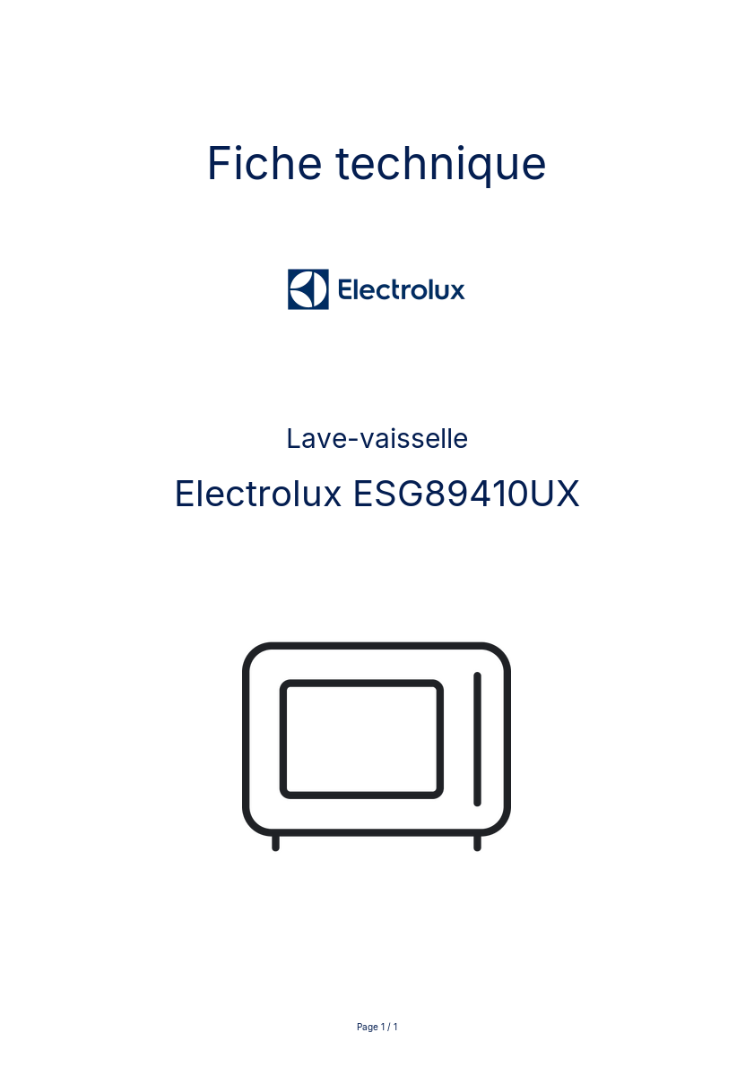 Page n°1 - Fiche technique Electrolux ESG89410UX