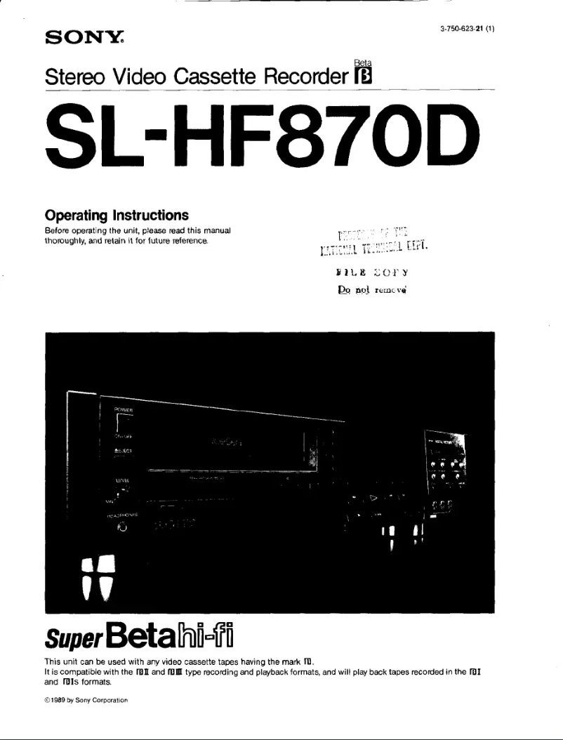 Page n°1 - Manuel utilisateur Sony SL-HF870D