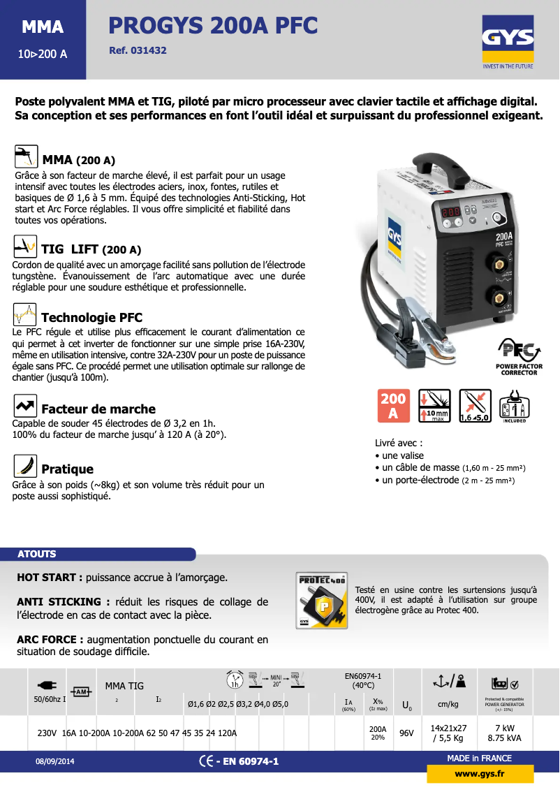 Image de la première page du manuel de l'appareil Progys 200A PFC