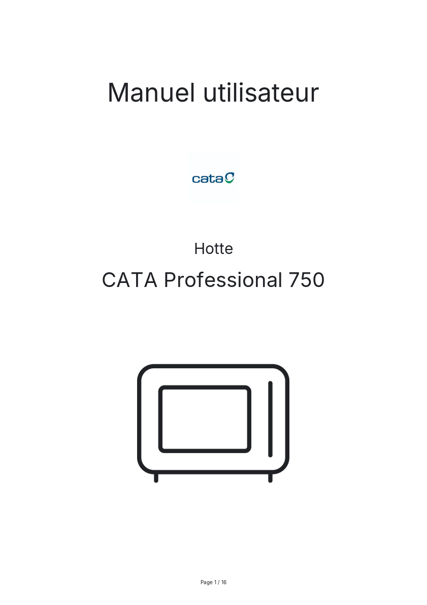 Page n°1 - Manuel utilisateur CATA Professional 750