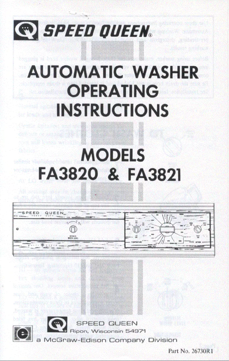 Página 1 del manual Manual de usuario Speed Queen FA3820
