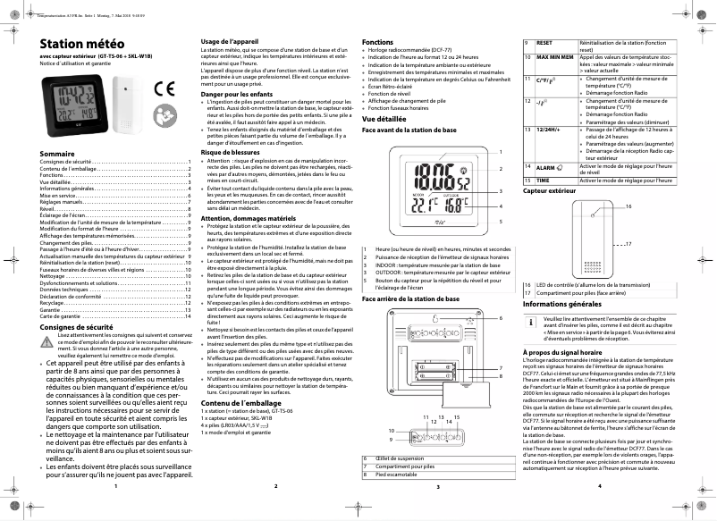 Page 1 de la notice Manuel utilisateur PANA GT-TS-06
