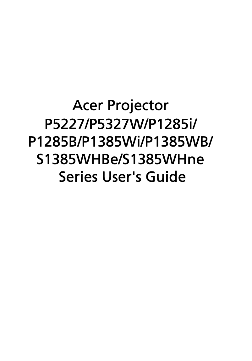 Page n°1 - Manuel utilisateur Acer Education S1385WHne