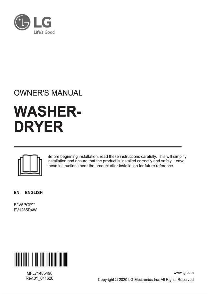 Page n°1 - Manuel utilisateur LG FV1285D4W