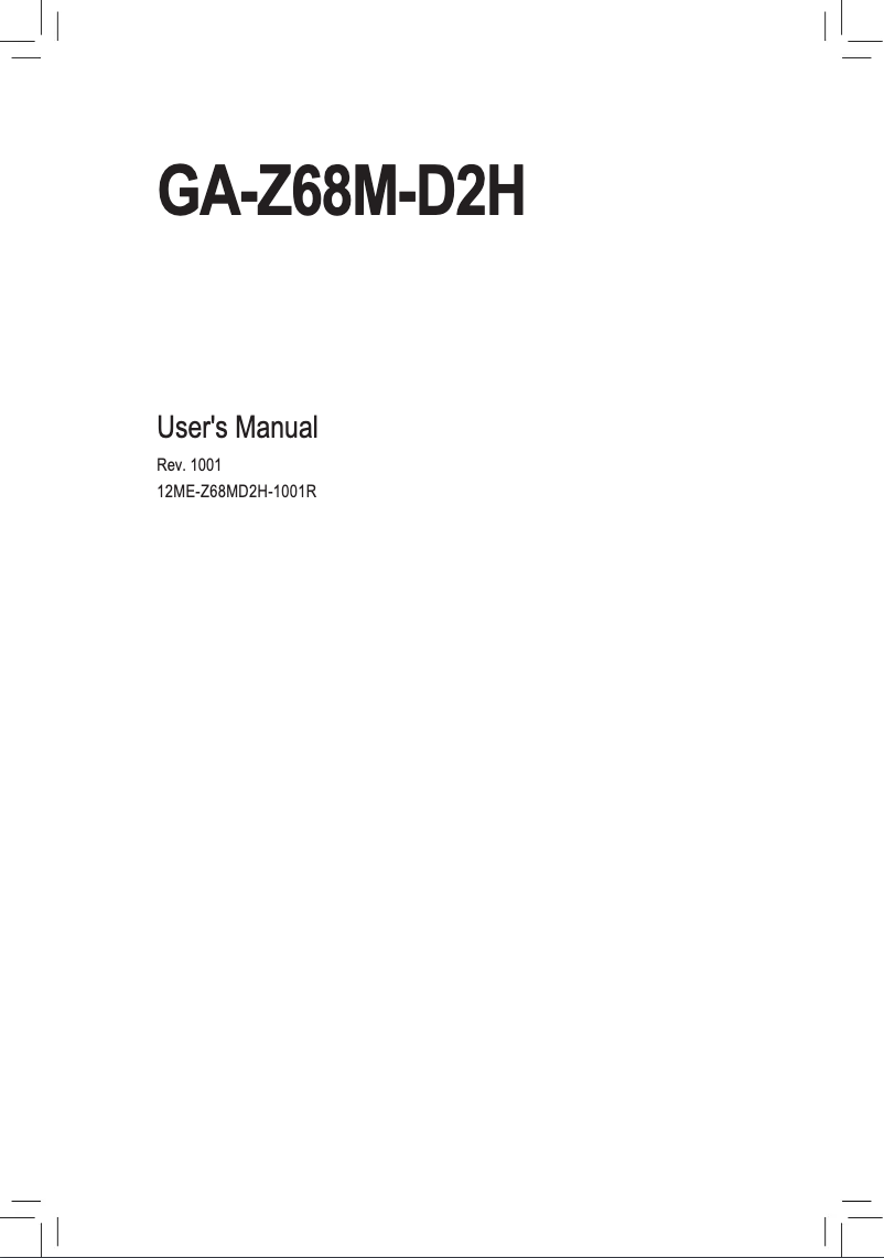 Page n°1 - Manuel utilisateur Gigabyte GA-Z68M-D2H