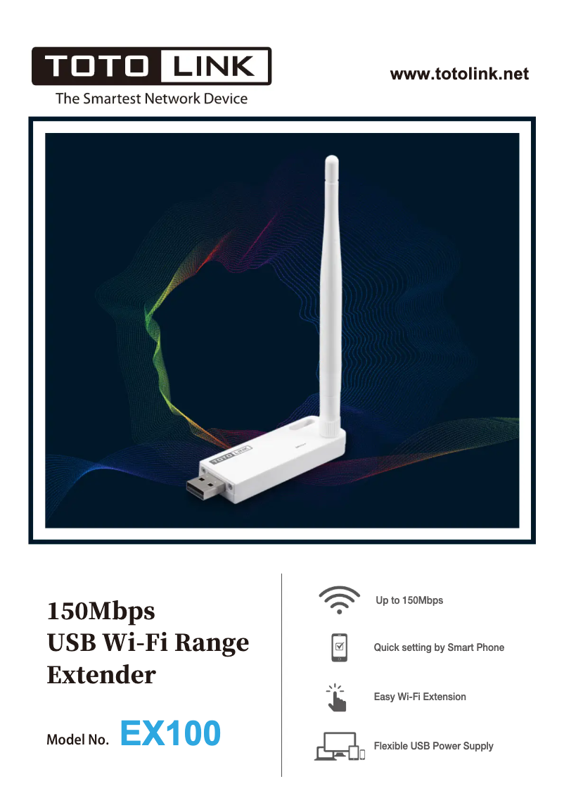 Page 1 de la notice Fiche technique Totolink EX100