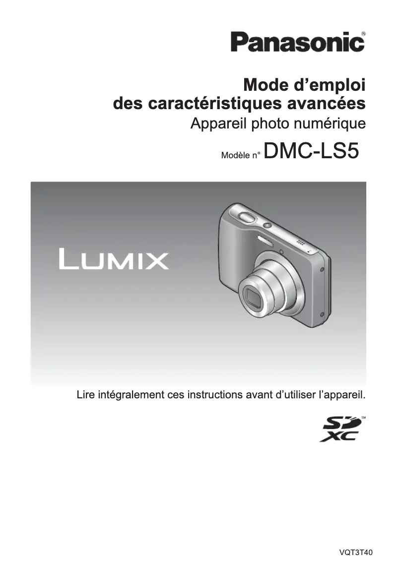 Page 1 de la notice Manuel utilisateur Panasonic Lumix DMC-LS5E