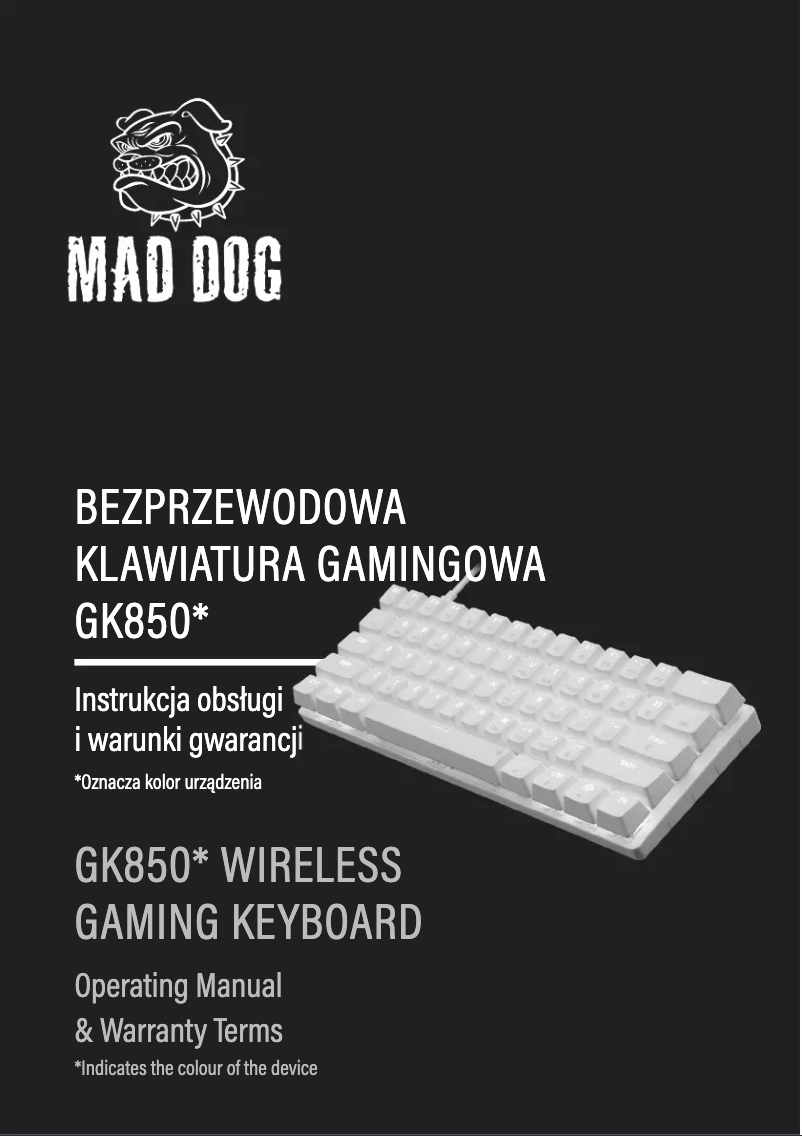 Page 1 de la notice Manuel utilisateur Mad Dog GK850K