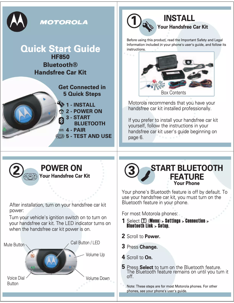 Page 1 de la notice Manuel utilisateur Motorola HF850