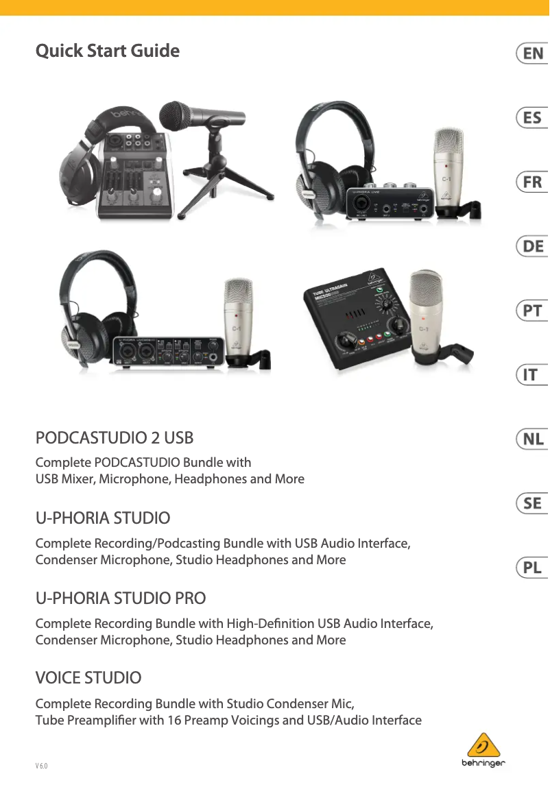 Page n°1 - Guide de démarrage rapide Behringer Podcastudio 2 USB